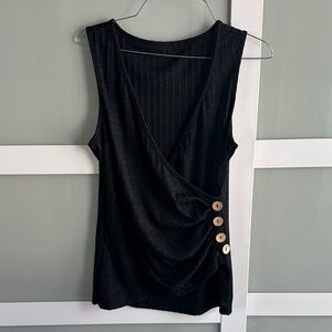 SHEIN Black Sleeveless Blouse with Button Accents